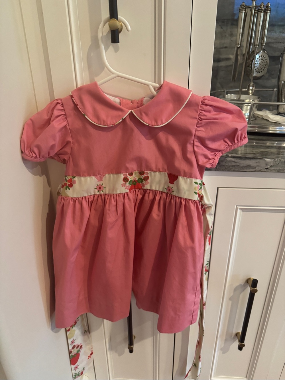 The Beaufort Bonnet Girls' Peter Pan Collar Dress with Floral Sash